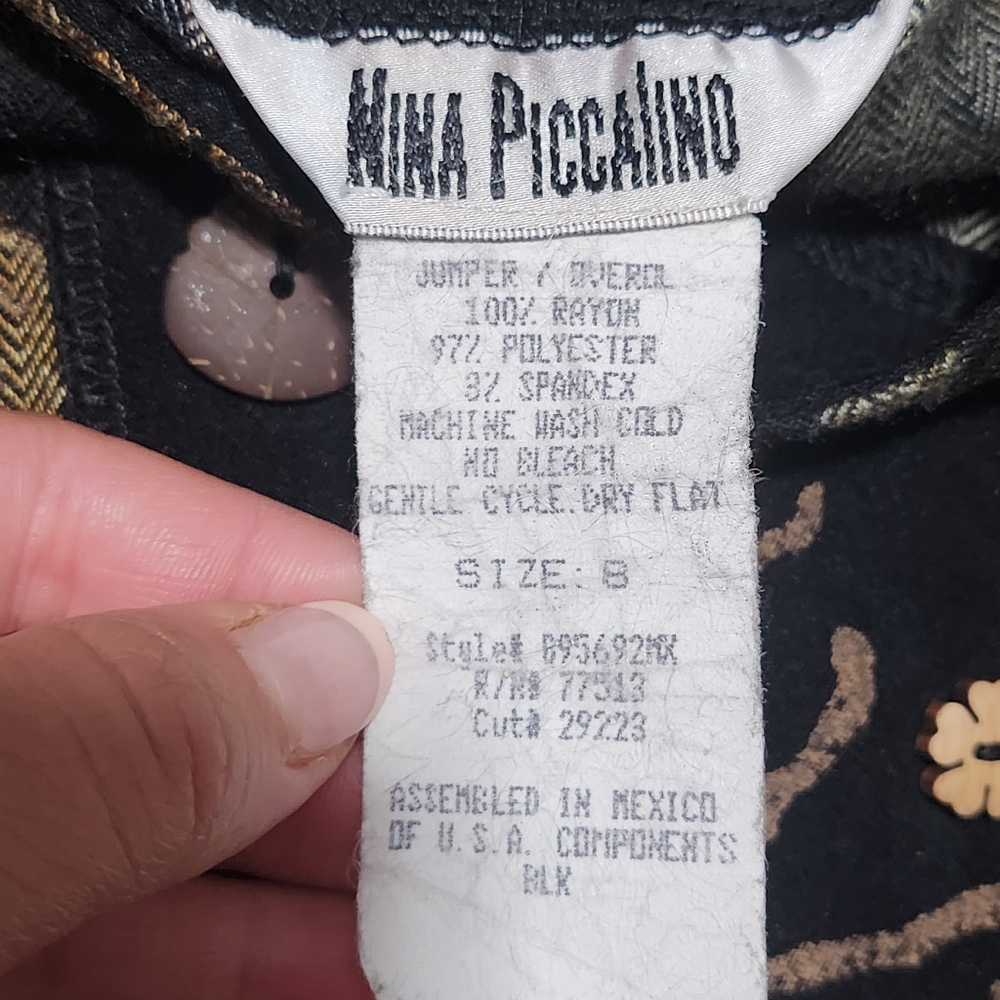 NINA PICCALINO Vintage Jumper Maxi Dress Womens Size 8 Black Leopard Artsy Retro - Picture 9 of 9